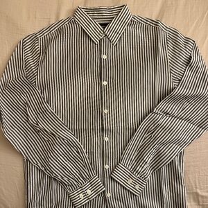 Theory Irving Shirt (White & Grey Stripe)